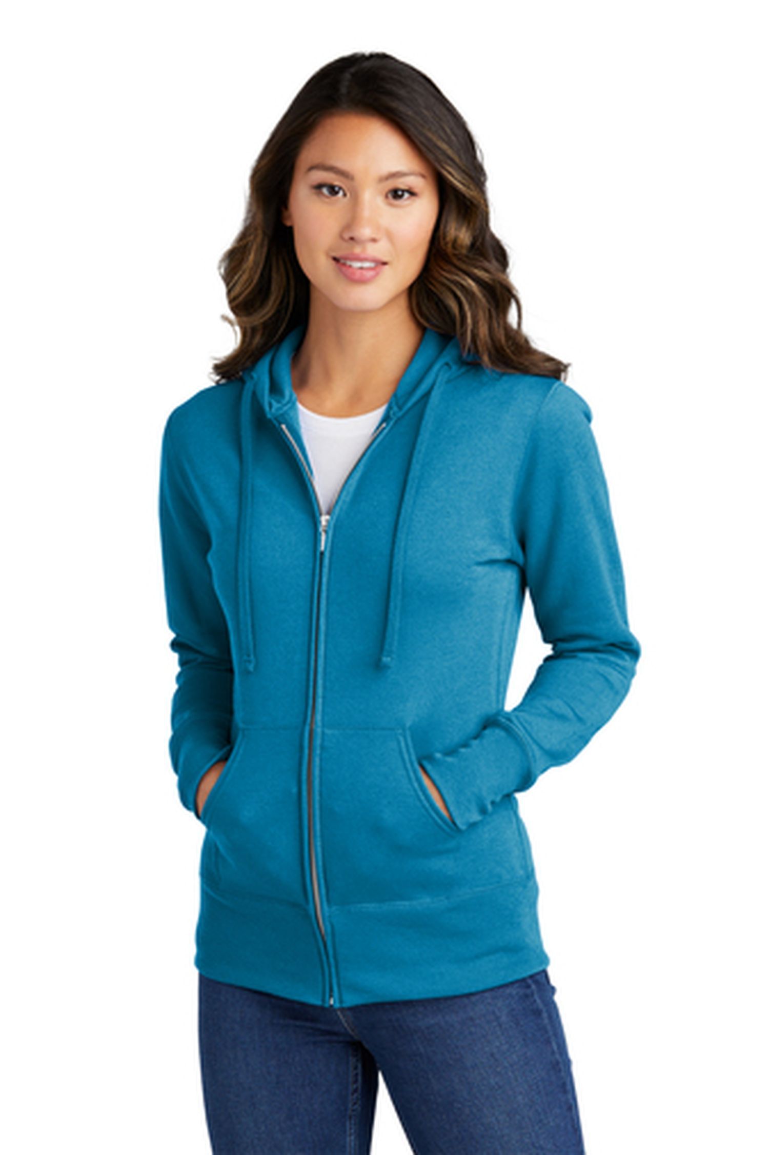 Port & Company® Ladies 7.8-ounce 50/50 Cotton/Poly Core Fleece Full-Zip Hooded Sweatshirt
